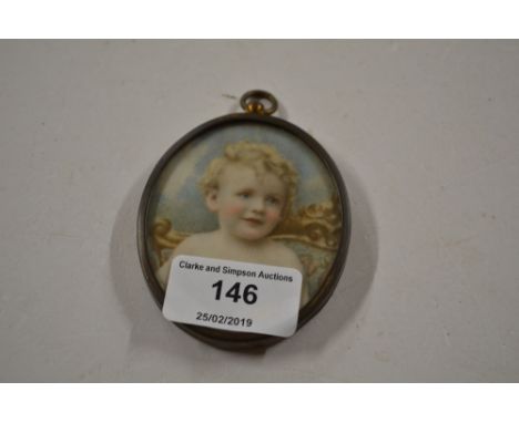 An oval portrait miniature of a child 
