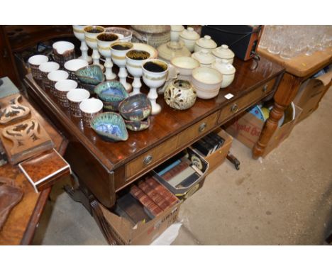 A regency style mahogany drop leaf sofa table fitted two drawers 