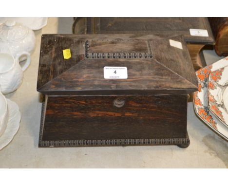 A 19th Century coromandle sarcophagus shaped tea caddy for restoration 