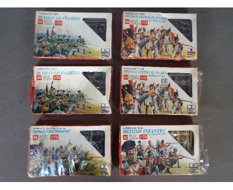 ESCI - A squad of six boxed 1:72 scale Napoleonic plastic toy soldiers by ESCI. Lot includes #236 Russian Granadiers (x2); #2