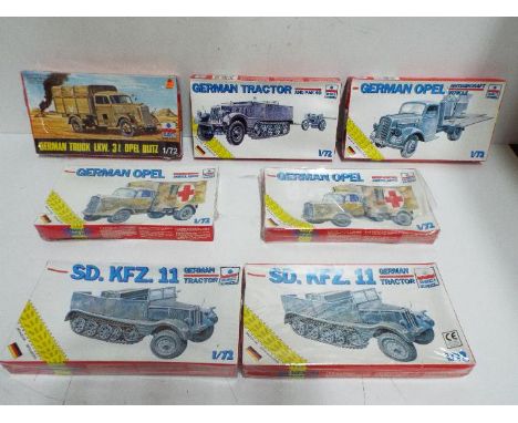 ESCI - Seven x WWII German and U.S Truck selection / Military Vehicle Model kits - 1:72 Scale. #8007 Truck LKW.3t OPEL BLITZ,