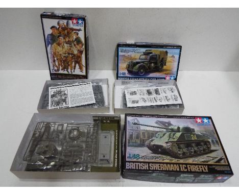 TAMIYA - Three x WWII Military Model kits - 1:48 Scale. Model 32532-1600 Series No.32. British SHERMAN IC Firefly Tank, Model