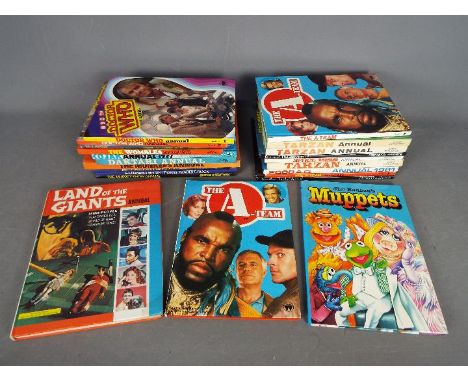 The A Team - Daktari - 2000-AD - A collection of 22 vintage TV related annuals including Tarzan, The Wombles, Fraggle Rock. A