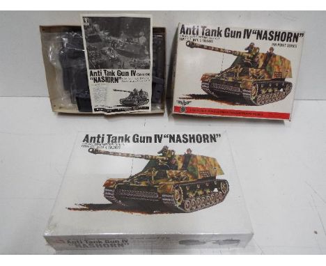 Two Bandai - WWII German Panzertruppe series model kits. 1:48 Scale. #8258 Series 19 "NASHORN" Anti tank gun IV - One is 3 x 