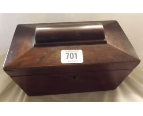 MAHOGANY WOOD TEA CADDY      
