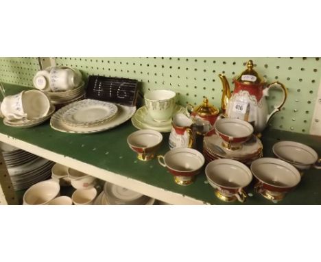 SHELF OF VARIOUS TEA WARE      