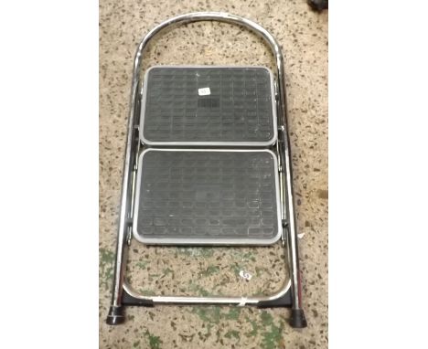 2 STEP CHROMIUM METAL KITCHEN STEP     