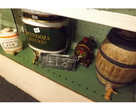 SHELF OF 4 CHINA DRINKS BARRELS     
