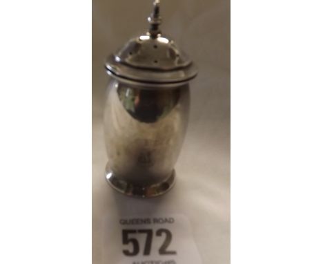 SILVER BARREL SHAPED PEPPER CASTER - BIRMINGHAM 1936