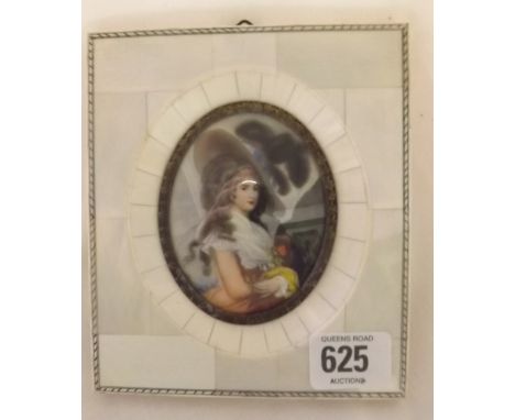 A PORTRAIT MINIATURE, SIGNED IN A PIANO KEY FRAME