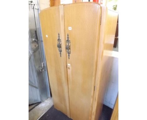 LIGHT OAK DOUBLE FITTED WARDROBE (KEY IN OFFICE)