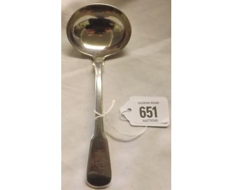 A GEORGE III SILVER CRESTED SAUCE LADLE - LONDON 1815 