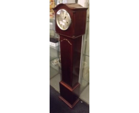 STRIKING MAHOGANY GRANDMOTHER CLOCK (KEY IN OFFICE)