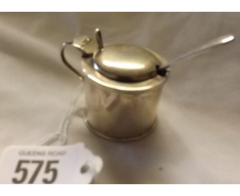 SILVER DRUM MUSTARD WITH SPOON &amp; BLUE LINER – BIRMINGHAM 1900