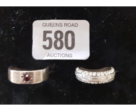 A SILVER &amp; GARNET RING &amp; AN ETERNITY RING