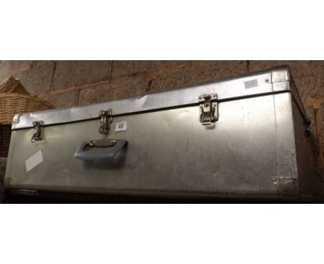 VINTAGE ALUMINIUM TRAVEL TRUNK     
