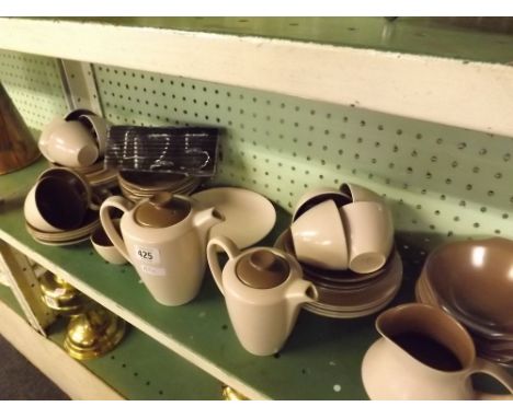 SHELF OF POOLE TEA WARE &amp; BOWLS     