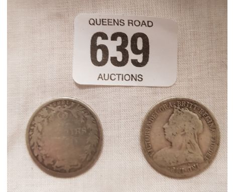 VICTORIAN SILVER SHILLINGS 1885 &amp; 1899