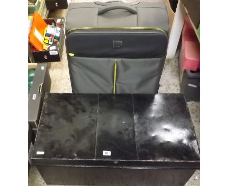 BLACK METAL TIN TRUNK &amp; SUITCASE     