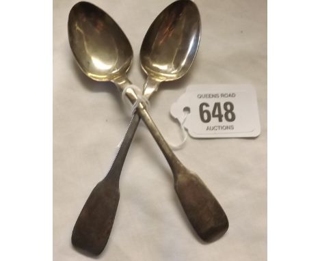 A PAIR OF WILLIAM IV IRISH SILVER TEA SPOONS - DUBLIN 1836 