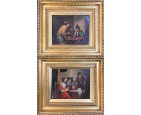 Dutch School (19th century), a pair, The Wine Taster and The Backgammon Players, indistinctly signed, oil, 16cm x 20cm (2)