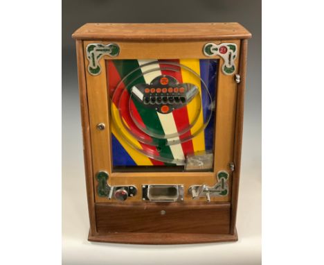 A 1950's Bryans (Bryans Works, Kegworth, Derby) 'Allwins' mechanical penny slot arcade/amusement machine, Bryans Fivewin, wit