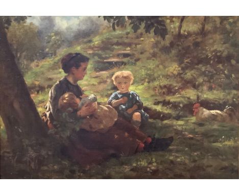 Émile Renard (Impressionist School, 1850-1930) The Picnic signed, oil on canvas, 32cm x 46cm