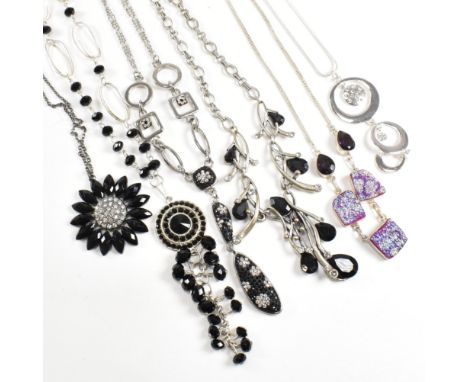 A large collection of modern costume jewellery. The lot to include pendants and necklaces. To include gem set, diamantes, ena