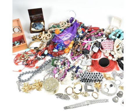 A large collection of costume jewellery. The large collection to include beaded necklaces, simulated&nbsp;pearl necklaces,&nb