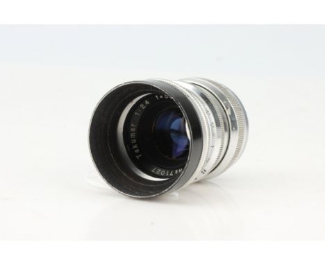 An Asahi-Kogaku Takumar f/2.4 58mm Lens, chrome, serial no. 71027, body, G-VG, elements, G-VG, some light internal marks, com