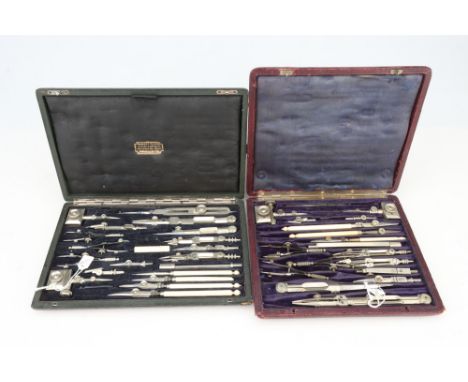 Four Sets of Drawing Instruments, [CITES] a good set retailed by Robert Clark, Newcastle-on Tyne, c.1900, with beam compass e