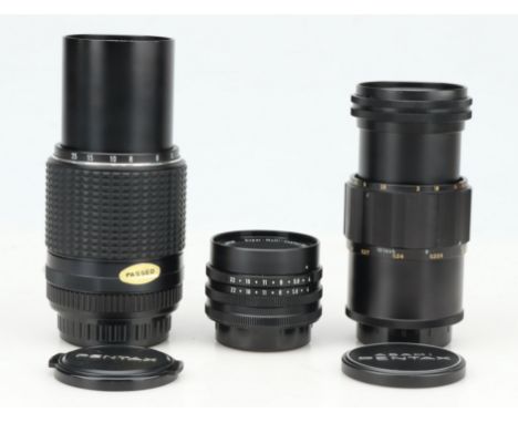 Three Pentax Close-Up &amp; Macro Lenses, to include an SMC Pentax-M Dental Macro 100mm f/4, body G-VG, optics F-G, some inte