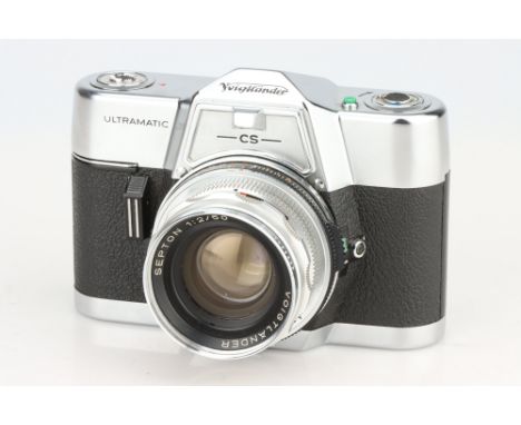 A Voigtlander Ultramatic CS Camera, with Voigtlander Septon f/2 50mm lens, body, G-VG, shutter working, lens, F-VG, some very