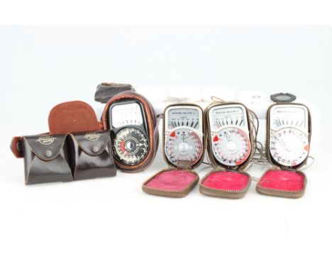 Four Weston Light Meters In Cases, with invercones, untested,