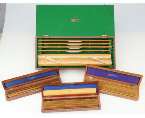 An Unusual Halden Parallel Scale Rule, with six interchangable 18 inch boxwood scale rules, in fitted mahogany case, case 51c