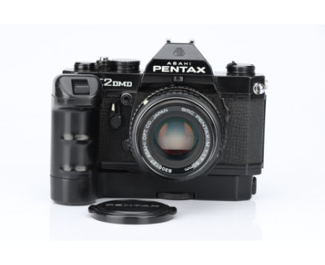 A Pentax K2 DMD SLR Camera, black, with Pentax-M f/1.7 50mm lens, body, VG, shutter working, lens, VG, complete with Pentax M