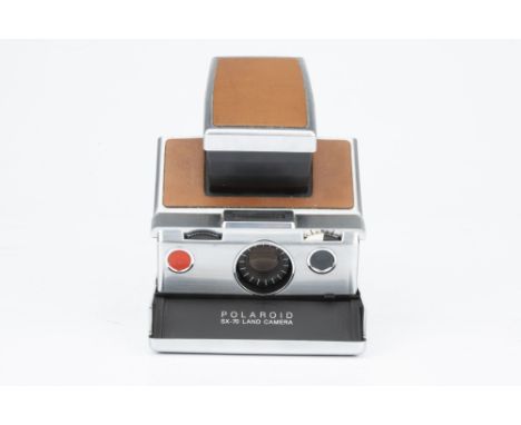 A Polaroid SX-70 Land Camera, brown &amp; chrome, body G-VG, shutter untested, untested with film, optics G, some light fungu