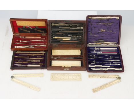 Ivory Drawing Instruments, a good ivory sector by Watkins &amp; Hill, c.1830, with another sector, scale rule/protractor, a s