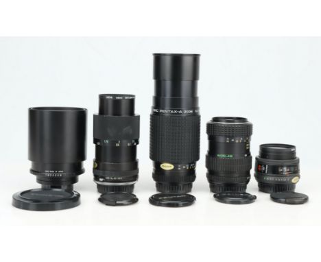 A Mixed Selection of Pentax Lenses, to include an SMC Pentax-F 50mm f/1.7, body G-VG, optics VG-E, an SMC Pentax-M Zoom 40-80