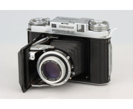 A Kershaw Peregrine III Rangefinder Camera, 1948, chrome, serial no. 4/26081, with Taylor Hobson Adotal f/2.8 80mm lens, chro