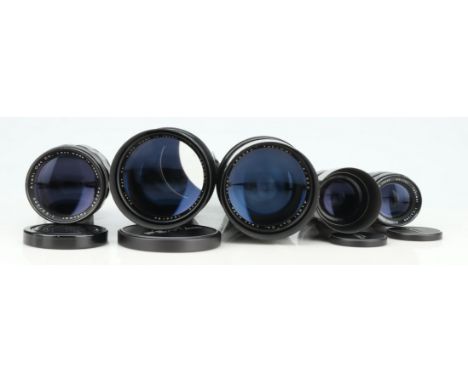 A Selection of Asahi Pentax Telephoto Lenses, to include a Takumar 300mm f/4, body VG-E, optics VG, with front cap &amp; case
