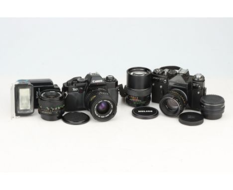 Two 35mm SLR Camera Outfits, to incude a Zenit ET, with a Helios-44-2 58mm f/2 lens &amp; a Helios Auto 135mm f/2.8 lens, opt