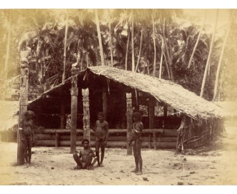ALFRED BURTON (1834-1914) (att), A Photograph of Solomon Islanders, albumen print, c.1885, a group of Solomon Islanders in fr