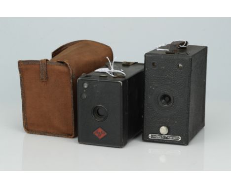 An Ensign E29 Portrait Box Camera, black, together with an Agfa box camera (2)