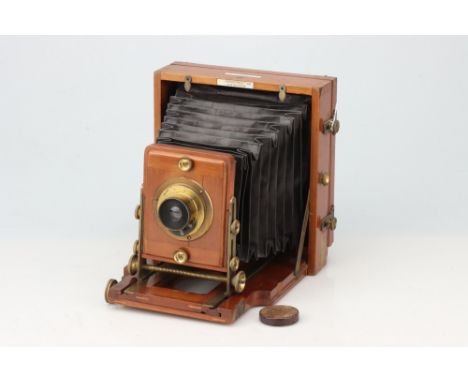 A J. Lancaster &amp; Sons 'The 1894 Instantograph Patent' Half Plate Mahogany Field Camera, with Wray W.A.R f/16 5" Waterhous