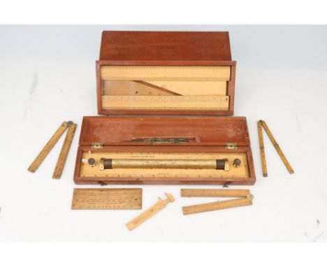 Military Drawing Instruments, a 19th century Marquois set by Reeves &amp; Son, mahogany case ' Capt, A S Palli XII Royal Lanc