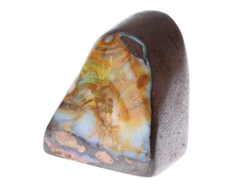 Minerals, Polished Specimen of Opal, Opal on ironstone matrix, cut and polished, Queensland Australia, 3.3cm