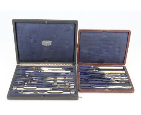 Drawing/Drafting Instruments, [CITES} three sets by Stanley, c.1880-1900, one with telescopic turn-about compass, with three 