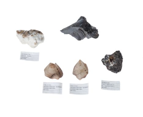 Collection of 12 Minerals From Devon &amp; Somerset Quarries &amp; Mines, including Boulangerite, from Wheal Emily, Wembury, 