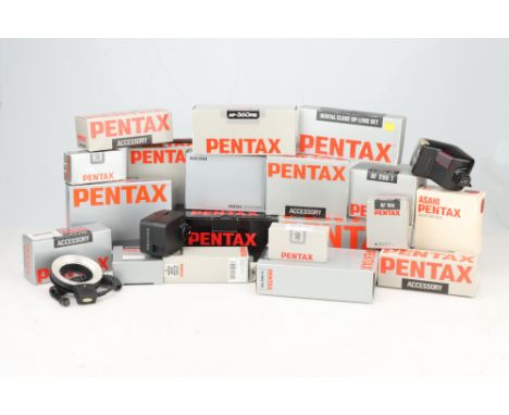 A Large Selection of Pentax Flash &amp; Power Accessories, to include a boxed Pentax TR Power Pack-2 PW-222, a boxed Pentax A